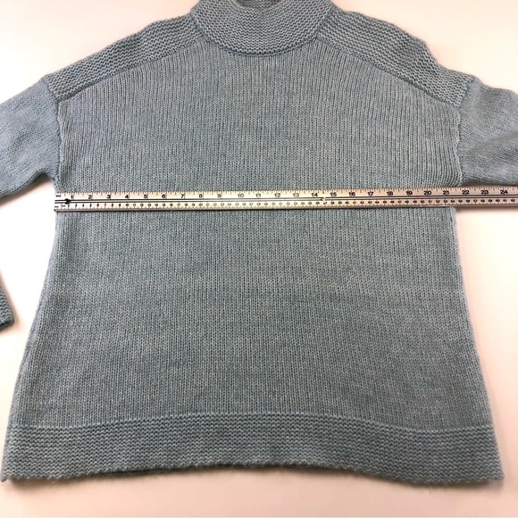 Nanette Lepore turtleneck sweater blue nylon wool yak blend drop shoulder Medium - Picture 8 of 10